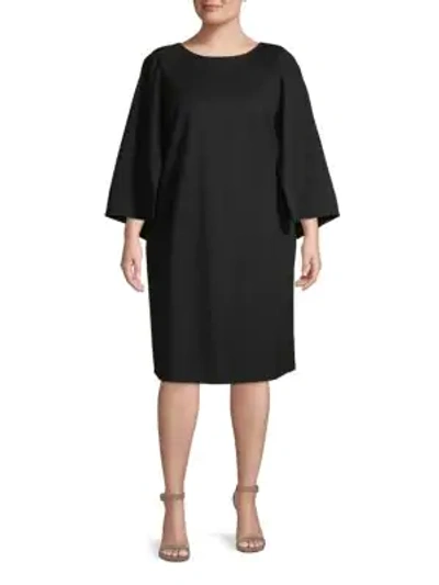 Shop Lafayette 148 Plus Split-sleeve Shift Dress In Black