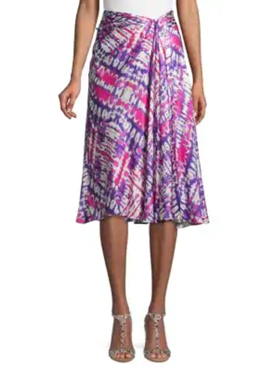 Shop Prabal Gurung Printed Silk Knee-length Skirt In Grape