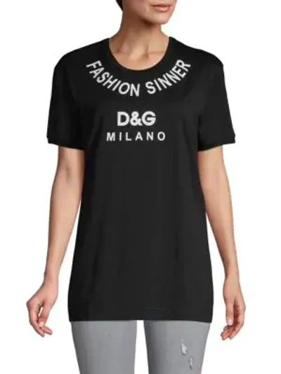 Shop Dolce & Gabbana Fashion Sinner Logo T-shirt In Black