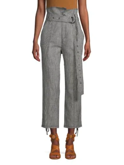 Shop Marissa Webb Isadora Houndstooth Linen &amp; Cotton Pants In Milano
