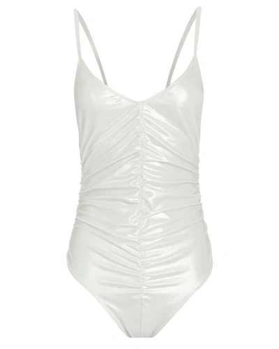 Shop Lisa Marie Fernandez Ruched Metallic One-piece Swimsuit In Silver