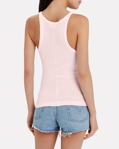 Shop Re/done Ribbed Cotton Tank In Pink