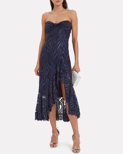 Shop Jonathan Simkhai Metallic Lace Twist Top Dress In Blue-lt