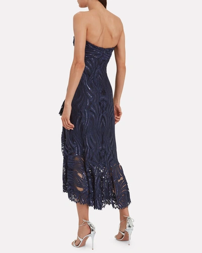 Shop Jonathan Simkhai Metallic Lace Twist Top Dress In Blue-lt
