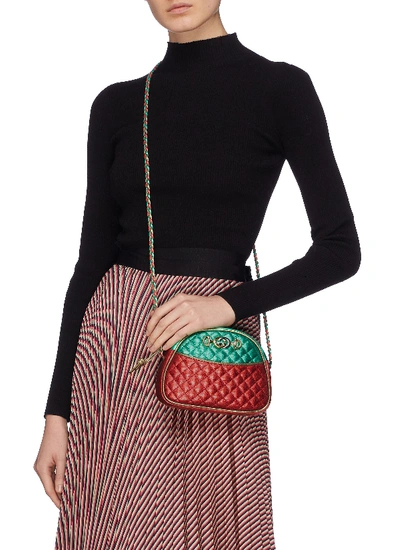 Shop Gucci Colourblock Matelassé Leather Mini Crossbody Bag In Multi-colour