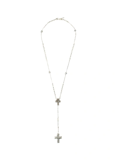 Shop Emanuele Bicocchi Cross Pendant Ball Station Sterling Silver Necklace