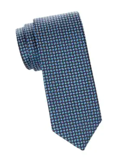 Shop Brioni Men's Geometric Jacquard Silk Tie In Midnight Blue