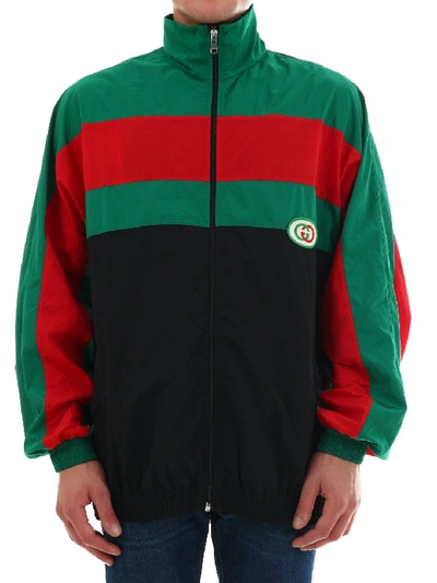 Shop Gucci Contrasting Panelled Windbreaker In Multi