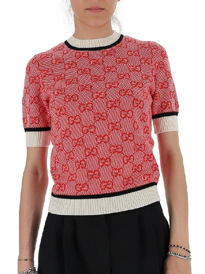 Shop Gucci Gg Knit Top In Red