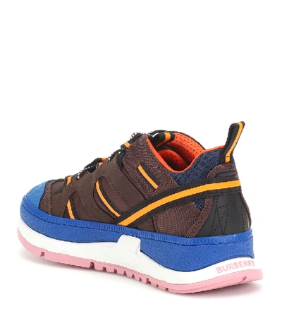 Shop Burberry Rs5 Leather-trimmed Sneakers In Brown