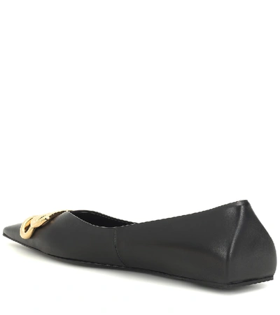 Shop Balenciaga Bb Knife Leather Ballet Flats In Black