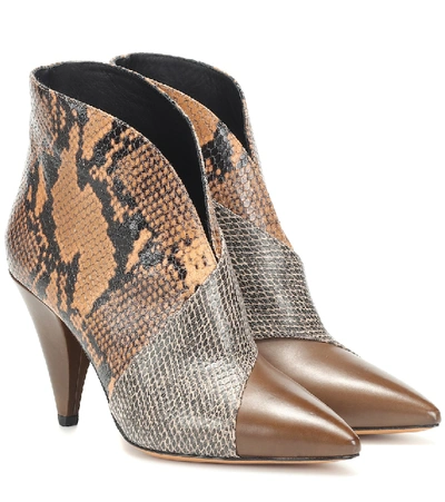 Shop Isabel Marant Archenn Embossed Leather Ankle Boots In Brown