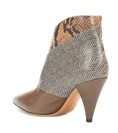 Shop Isabel Marant Archenn Embossed Leather Ankle Boots In Brown