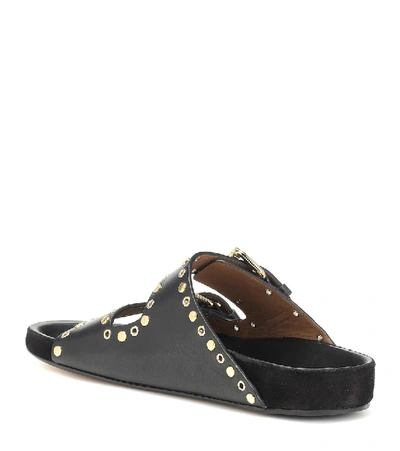 Shop Isabel Marant Lennyo Leather Sandals In Black