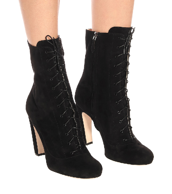 Miu Miu Suede Ankle Boots In Black | ModeSens