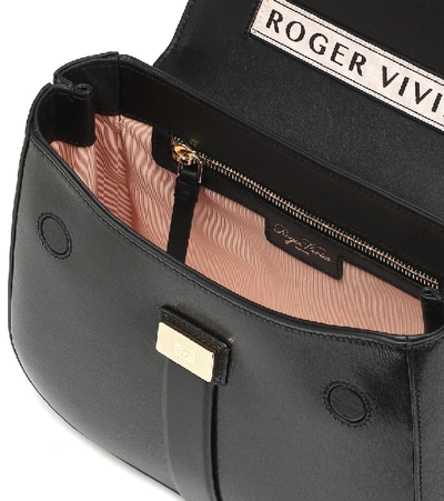 Shop Roger Vivier Beau Vivier Leather Shoulder Bag In Black