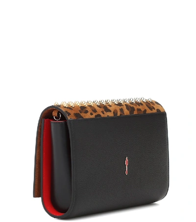 Christian Louboutin Paloma Spiked Leopard-print Suede And Leather Clutch In Multicoloured