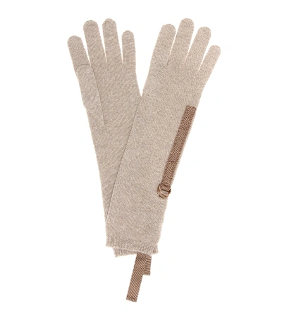 Shop Brunello Cucinelli Cashmere Gloves In Beige