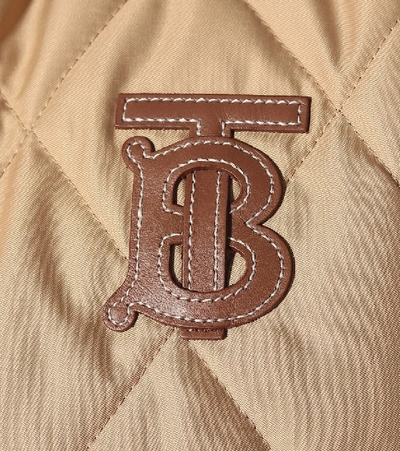 Shop Burberry Leather-trimmed Quilted Jacket In Beige