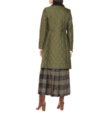Shop Burberry Ongar Quilted Coat In Green