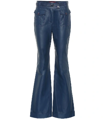 Shop Sies Marjan Nola Flared Leather Pants In Blue