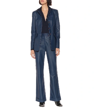 Shop Sies Marjan Nola Flared Leather Pants In Blue