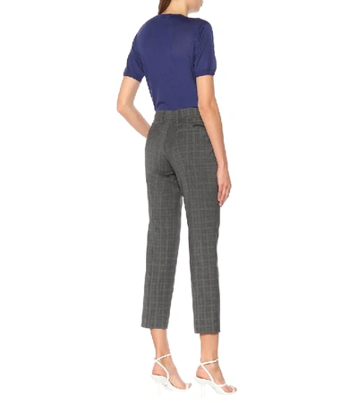 Shop Prada Mid-rise Wool-blend Straight Pants In Grey