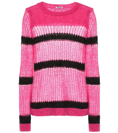 Shop Miu Miu Mohair Blend Sweater In Pink