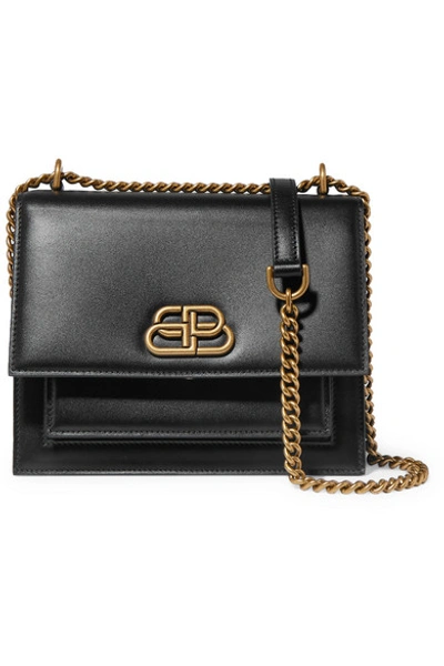 Shop Balenciaga Sharp S Leather Shoulder Bag In Black