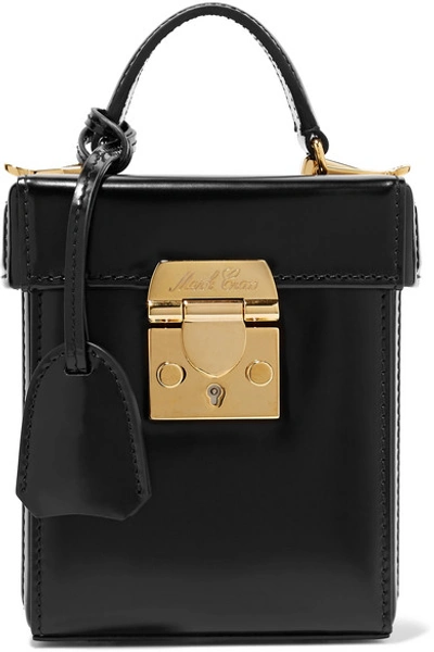 Shop Mark Cross Grace Small Glossed-leather Shoulder Bag In Black
