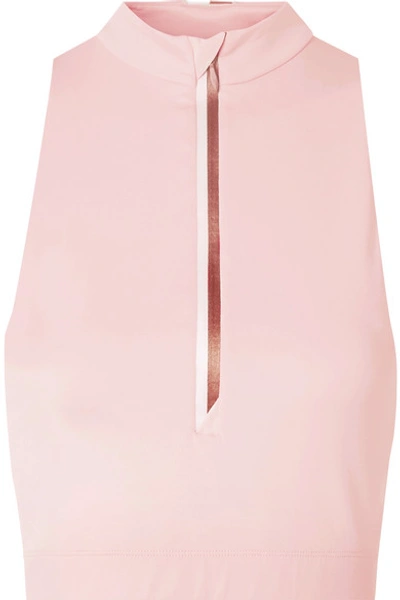 Shop Vaara Willow Cropped Stretch Top In Pastel Pink