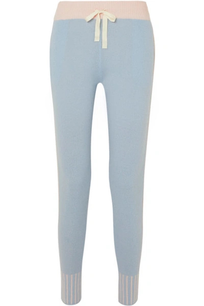 Shop Morgan Lane Hailey Striped Cashmere Track Pants In Blue