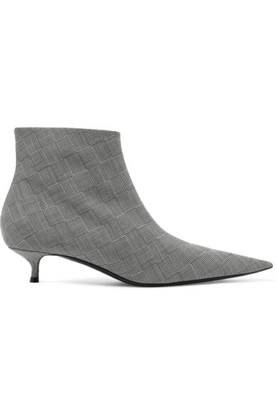 Shop Balenciaga Knife Checked Wool Ankle Boots In Gray