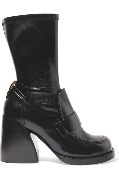 Shop Chloé Adelie Glossed-leather Boots In Black