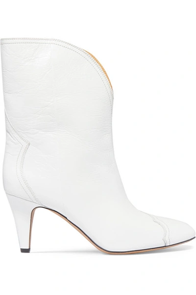 Shop Isabel Marant Dythey Leather Ankle Boots In White