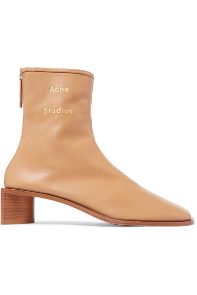 Shop Acne Studios Bertine Leather Ankle Boots In Beige