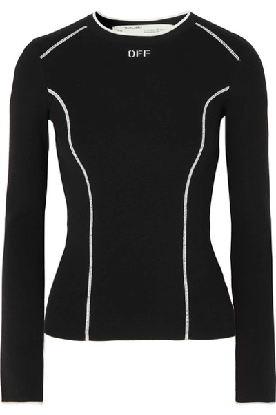 Shop Off-white Jacquard-knit Top In Black
