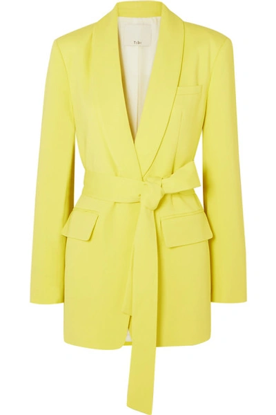 Shop Tibi Belted Cady Blazer In Yellow
