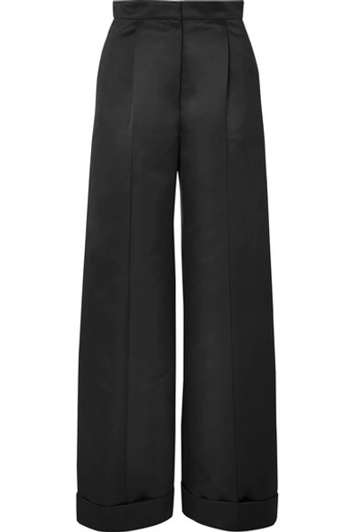 Shop Les Hã©roã¯nes The Julia Duchesse-satin Wide-leg Pants In Black