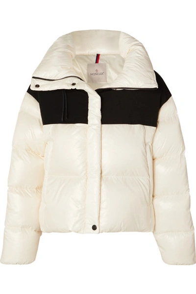 Shop Moncler Hooded Two-tone Quilted Shell And Jersey Down Jacket In White