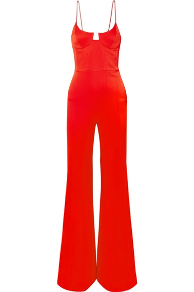 Shop Galvan Phoebe Satin-crepe Jumpsuit In Red