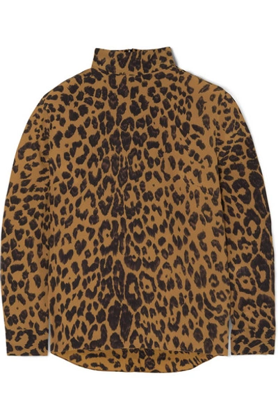 Shop Bella Freud Radzville Leopard-print Silk Crepe De Chine Top In Brown