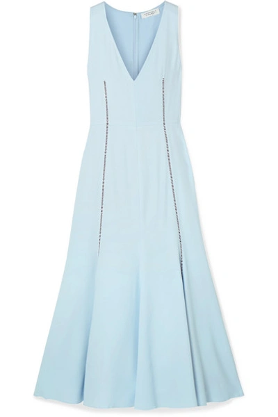 Shop Gabriela Hearst Annabelle Wool And Silk-blend Crepe Midi Dress In Light Blue