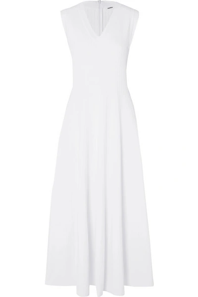 Shop Casasola Ribbed-knit Midi Dress In White