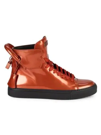 Shop Buscemi Unisex Metallic Leather High-top Sneakers In Orange