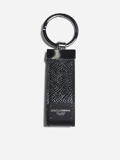 Shop Dolce & Gabbana Logo Keyring In Black