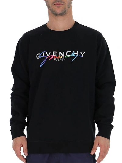 Shop Givenchy Logo Crewneck Sweatshirt In Black