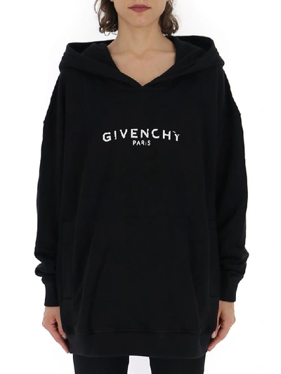 Shop Givenchy Logo Oversized Hoodie In Black