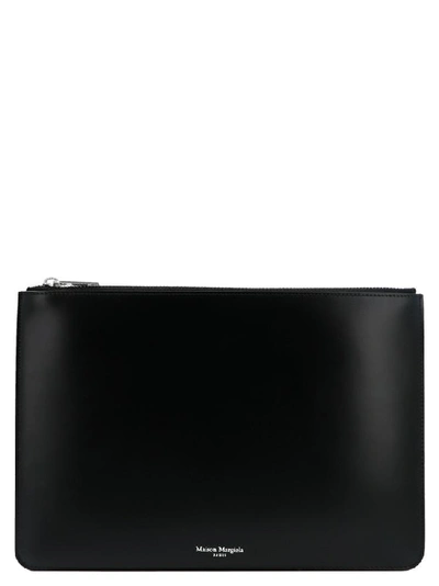 Shop Maison Margiela Zipped Logo Pouch In Black