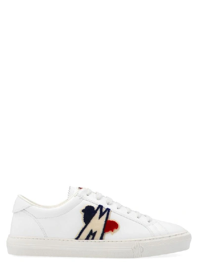 Shop Moncler New Monaco Embroidered Sneakers In White
